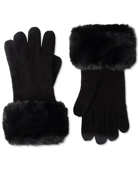 Michael Kors Faux Fur Trim Knit Gloves 